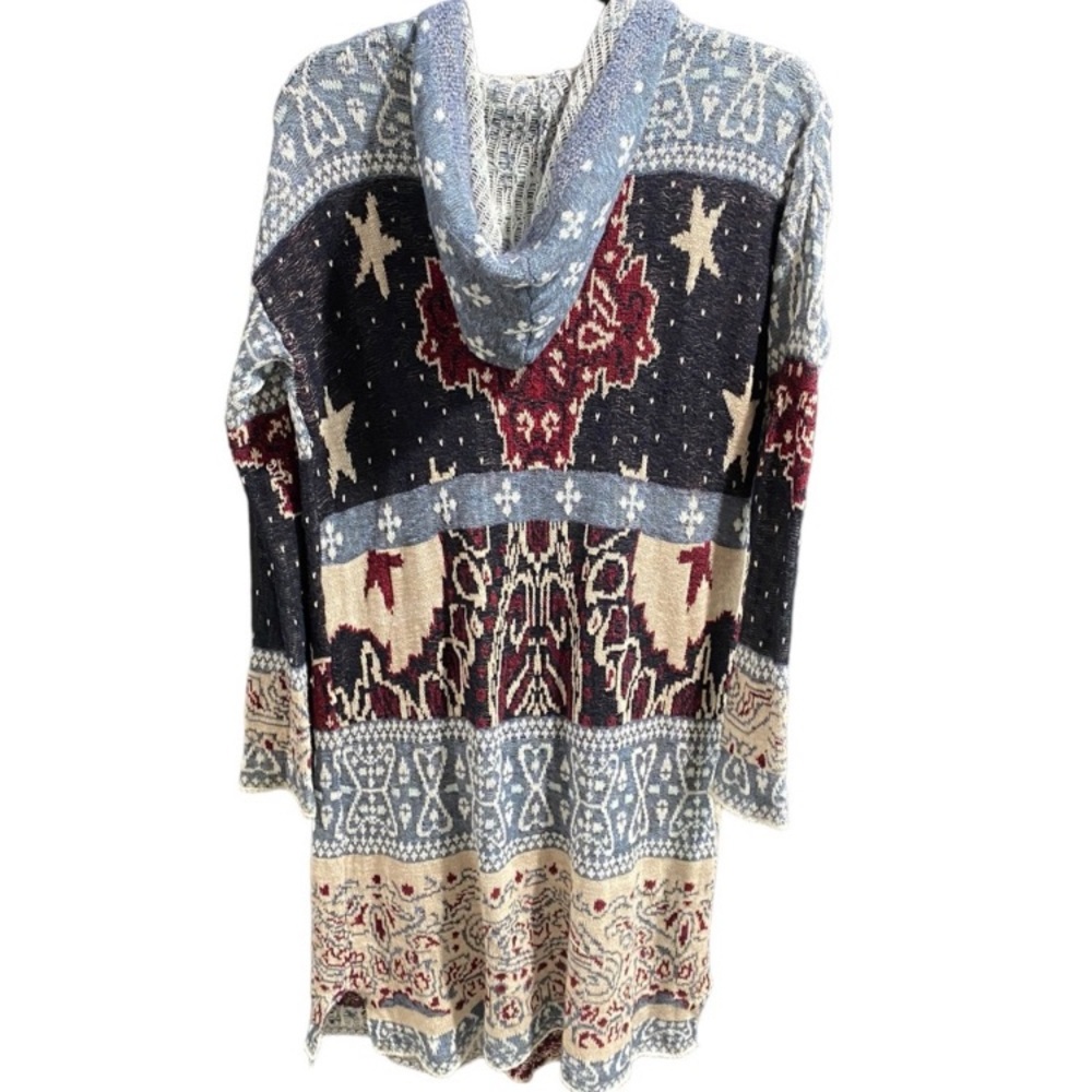 FREE PEOPLE 🇺🇸 Americana Star Pattern Hooded Cardigan Sweater - Picture 8 of 13